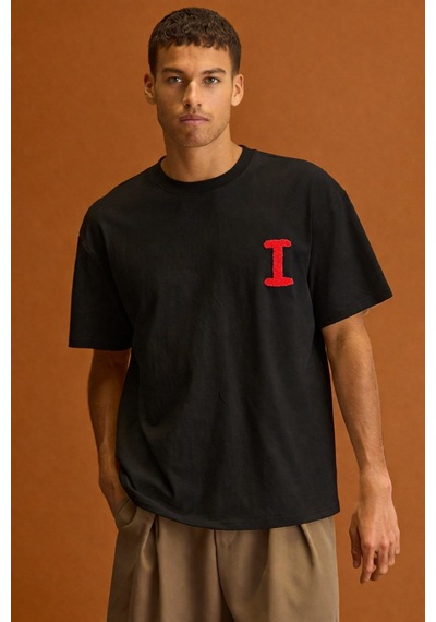 Tarz Cool Erkek Oversize Tişört "love Is Everywhere" Baskılı Basic Pamuklu T-shirt Siyah