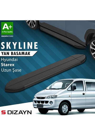 S-dizayn Hyundai H-1 Starex Uzun Şase Skyline Siyah Yan Basamak 213 Cm 1998-2007 A+ Kalite
