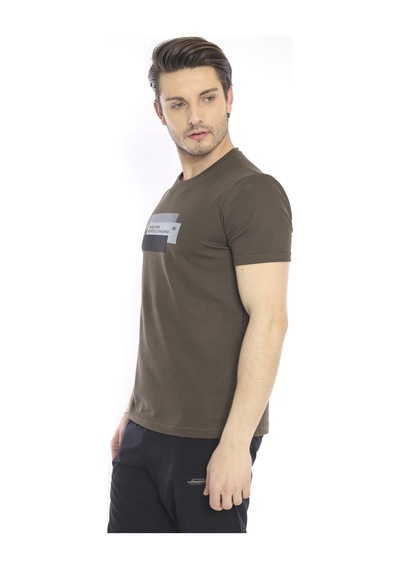 Escetic Erkek Spor Haki Bisiklet Yaka Slim Fit T-Shirt-3355 Haki