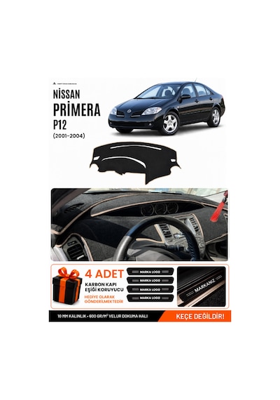 Nissan Primera P12 2001-2004 Uyumlu Torpido Örtüsü, Torpido Kılıfı - Siyah-bej - Nı015