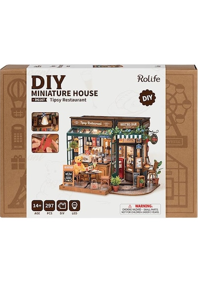Rolife Dg167 İçkili Restoran Tipsy Restaurant Dıy Minyatür Maket Model Seti Mini Dollhouse 3d Model Kit Detaylı Dekoratif Hobi Seti 3d Puzzle Tiny House