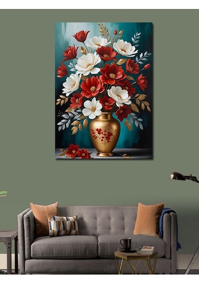 Kanvas Tablo Çiçeklerle Dolu Antika Vazo 100cmx140cm