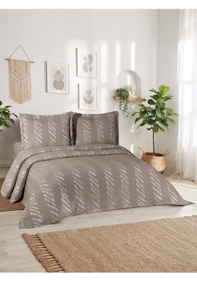 Aspen 3 Parça Çift Kişilik Pike Takımı Kahverengi 240 X 260 Cm Kahverengi