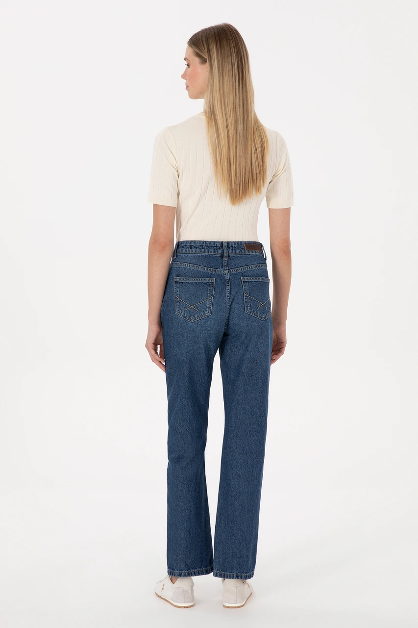 U.S. Polo Assn. Kadın Mavi Jean Straight Fit Pantolon 50316592-DN0022