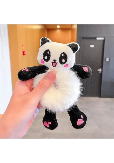 1 Adet - Sevimli Pelüş Panda Figürlü Saç Tokası Yumuşacık & Şirin Tasarım - 1 Adet