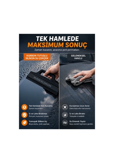 Araç Camlari Ve Kaportasi Için Uygun, Sapli Ve Çizilmeye Dayanikli Silikon Çekçek.