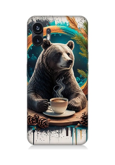 Nothing Phone 2 Kahve Ayısı Desenli Silikon Kılıf