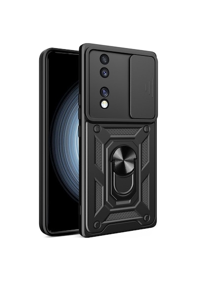 Honor 70 İle Uyumlu Kılıf Magnetik Standlı Kamera Korumalı Sürgülü Kapak