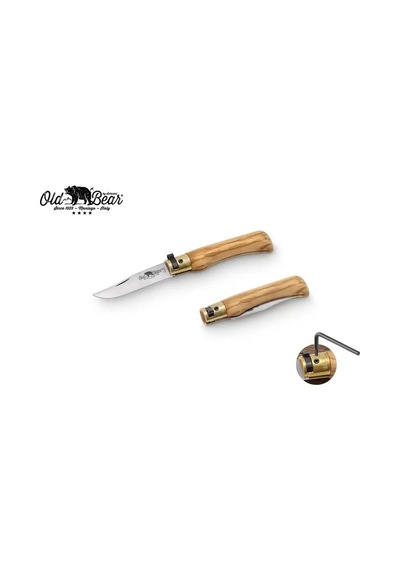 Antonini Old Bear 10cm Zeytin Ağacı Saplı Kamp Çakı Açık Kahverengi
