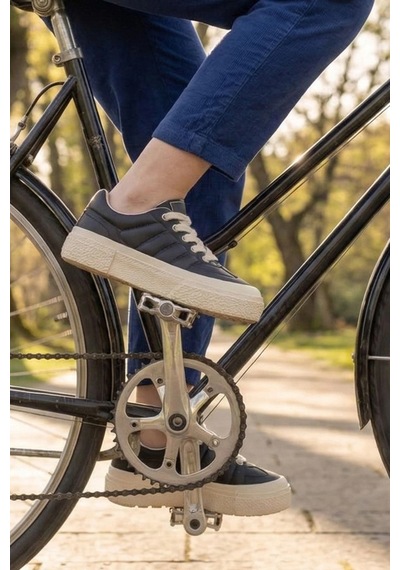 In Step Urban Platform: Vegan Deri Kalın Tabanlı Günlük Kadın Sneaker Siyah