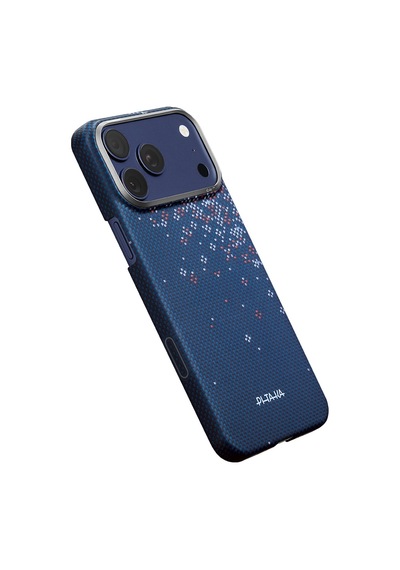 İphone 17 Pro Max Uyumlu Kılıf M-safe Şarjlı Aramid Fiber Pitaka Sakura Hours Serisi Kapak Lacivert