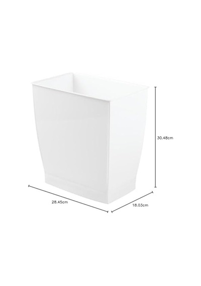 White - Mono Wastebasket Trash Can - Rectangular, White Siyah