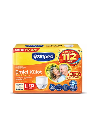 Canped Emici Külot Pants Hasta Yetişkin Bezi L 112'li