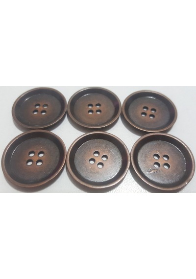6 Adet Kahverengi 2.4 Cm. Metal Düğme