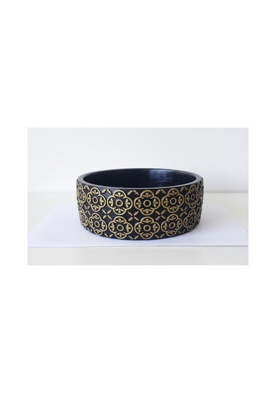 Beton Saksı Sukulent Bonzai Teraryum Arajman Çiçek Saksısı Bitkiler Hariç 18x7cm Siyah-altın