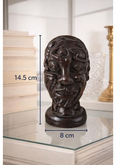 Dekoratif Otantik Büst Heykel Modern Salon Ofis Masa Üstü Biblo Vintage Ahşap Görünümlü Dekor 14,5 Cm Diğer