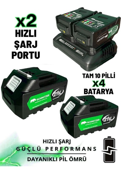 Schmıtzer 4lüset-y Pro 21v 40 Parça Şarjlı Akülü 3 Modlu Hilti Matkap Somun Sıkma Sökme Taşlama