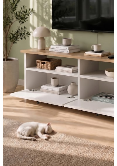 Bofigo Tv Sehpası 2 Kapaklı Tv Ünitesi Televizyon Sehpası 120 X 30 Cm Santorini Safir Meşe Beyaz Safirmeşe - Beyaz Bofigo Tv Sehpası 2 Kapaklı Tv Ünitesi Televizyon Sehpası 120 X 30 Cm Santorini Safir Meşe Beyaz Safirmeşe - Beyaz