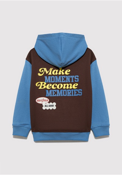 Mavi - Baskılı Kapüşonlu Mavi Sweatshirt 6s10166-70724 Mavi