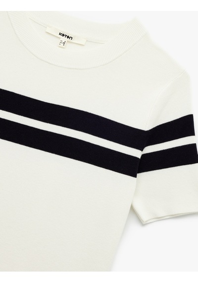Koton Viskon Kumaş Kısa Kollu Bisiklet Yaka Triko Sweatshirt Lacivert Çizgili 6wak90118ht Lacivert Çizgili Koton Viskon Kumaş Kısa Kollu Bisiklet Yaka Triko Sweatshirt Lacivert Çizgili 6wak90118ht Lacivert Çizgili