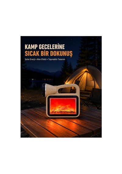 Alev Efektli Solar Lamba Cob Işıklı Taşınabilir Ba Zhs235-3-bb474
