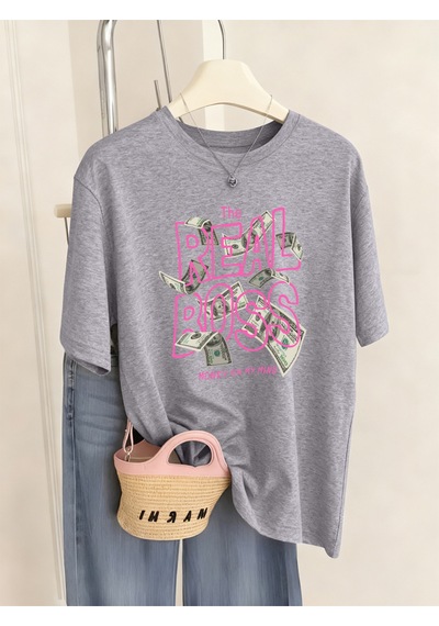 Noıssey Urban Pop Graphic Kadın Tişört Koleksiyonukod 5375 Gri