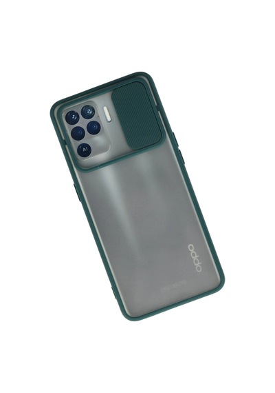 Cosmotex Newface Oppo Reno 5 Lite Kılıf Palm Buzlu Kamera Sürgülü Silikon - Yeşil