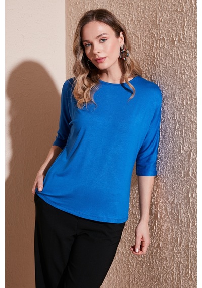 Lela Bisiklet Yaka Truvakar Kol Bayan Bluz 5861416Y Saks