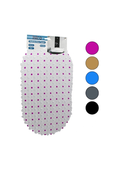 Oval - Eko Pvc +vantuz Desen - Şeffaf Renkli 122pcs Vantuz Kaydırmaz Banyo - Küvet Paspas 33x61cm Çok Renkli