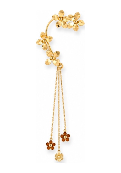 Çelik Çiçekli Earcuff Gold