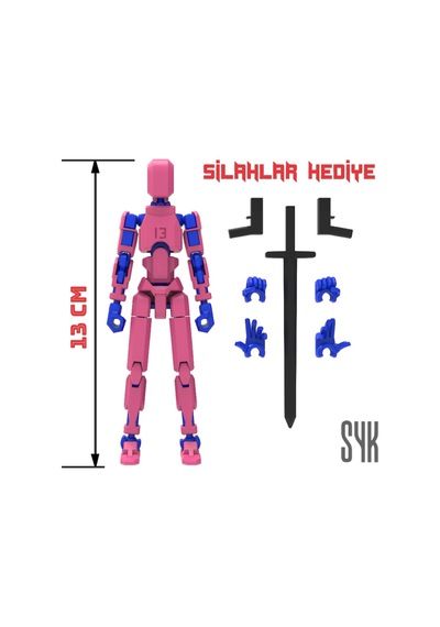 Robot 13 Dummy Pembe Mavi Tüm Eklemleri Hareketli Aksiyon Figürü Oyuncak