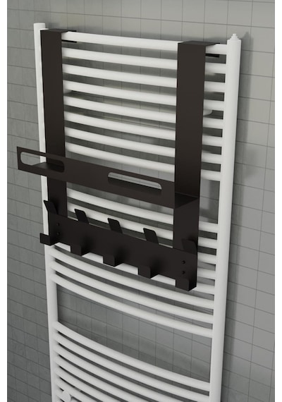 Siyah Raflı Havlupan Askısı Banyo Petek Askısı Ve Raflı Havlu Askılığı, Banyo Peteği Askılığı M