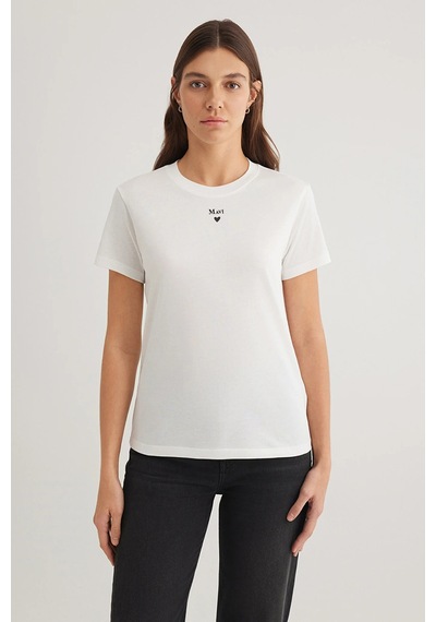 Mavi Bayan T Shirt 1601185-33389 Krem Krem