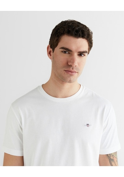 Gant Erkek Bisiklet Yaka Logolu T-shirt Beyaz