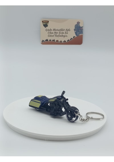 Bagger Motosiklet Metal Anahtarlık Lacivert - Diecast Cruiser Motor Figürü