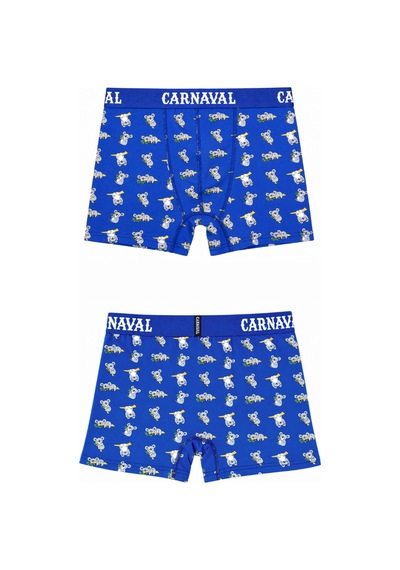 Carnaval Socks Koala Desenli Erkek Boxer Pamuklu Likralı Parlak Lastikli Kutulu Saks Mavi Çoklu