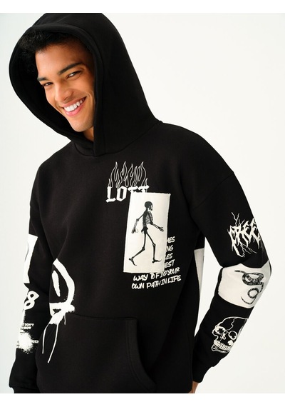 LOFT Oversize Erkek Sweatshirt Lf2037224 Q1.v1 Siyah