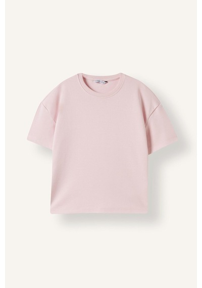 Defacto Relax Fit Bisiklet Yaka Düşük Omuzlu Kısa Kollu Basic Tişört Kız Çocuk H6034a826aupn343 Pembe-pn343