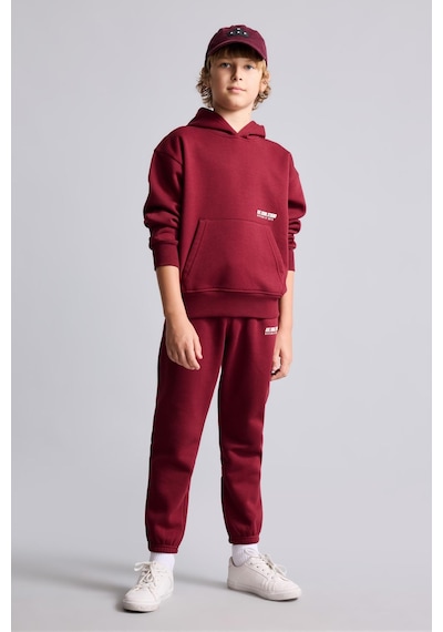 Defacto Baskılı Lastikli Paça Kalın Kumaş Jogger Eşofman Altı Erkek Çocuk H9685a826wnbr248 Bordo-br248