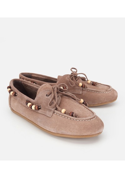 Hotiç Kadın Süet Deri Vizon Boncuk Detaylı Günlük Loafer 01ayh320490a450 01ayh320490a450