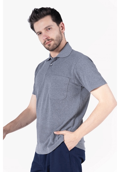 Yıldırımlar Polo Yaka T-shirt %100 Pamuk Cepli Füme Melanj