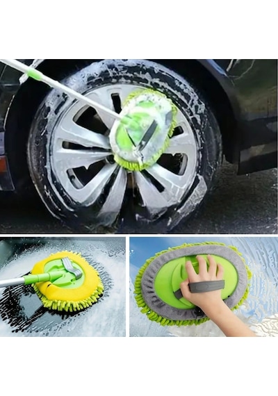 Yedek Mikrofiber Bezli Oto Yıkama Mop Seti Çok Renkli