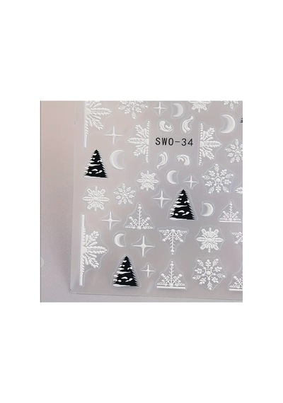 Kurabiye Adam Çam Ağacı Kar Tanesi Noel 3d Tasarım Yapışkan Sticker Tırnak Dövmesi Nail Art
