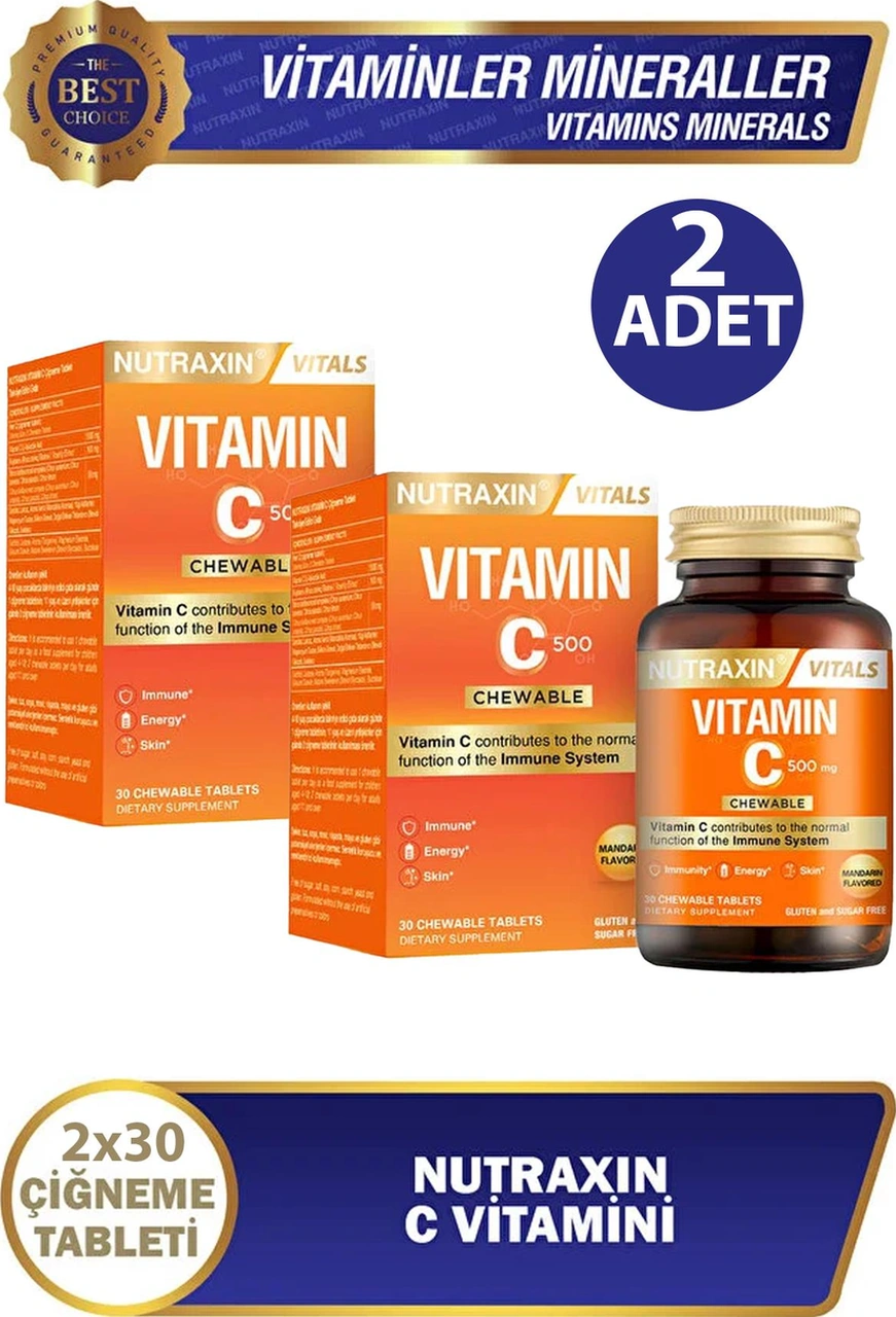 Nutraxin Vitamin C 500 Mg 30 Çiğneme Tablet 2 Adet