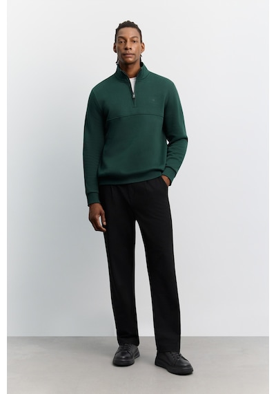Avva Erkek Koyu Yeşil Dik Yaka Fermuarlı -5 Dereceye Dayanıklı Regular Fit Sweatshirt A62y1351