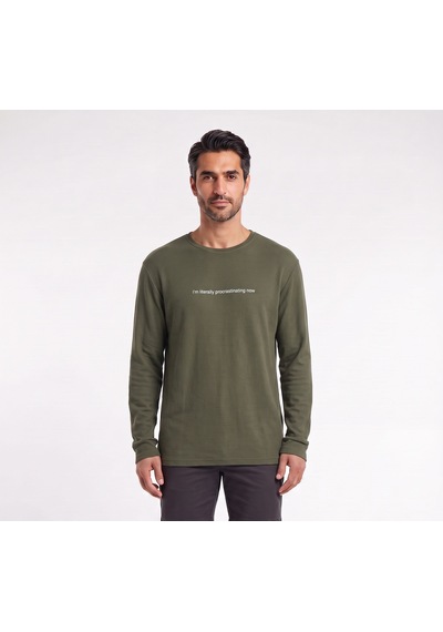 Blow Up Göğüs Yazılı Haki Erkek Sweatshirt 12446 Siyah
