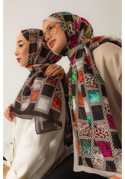 Mimiyum Soft Şal Zincir Leopar Kahve Rengi