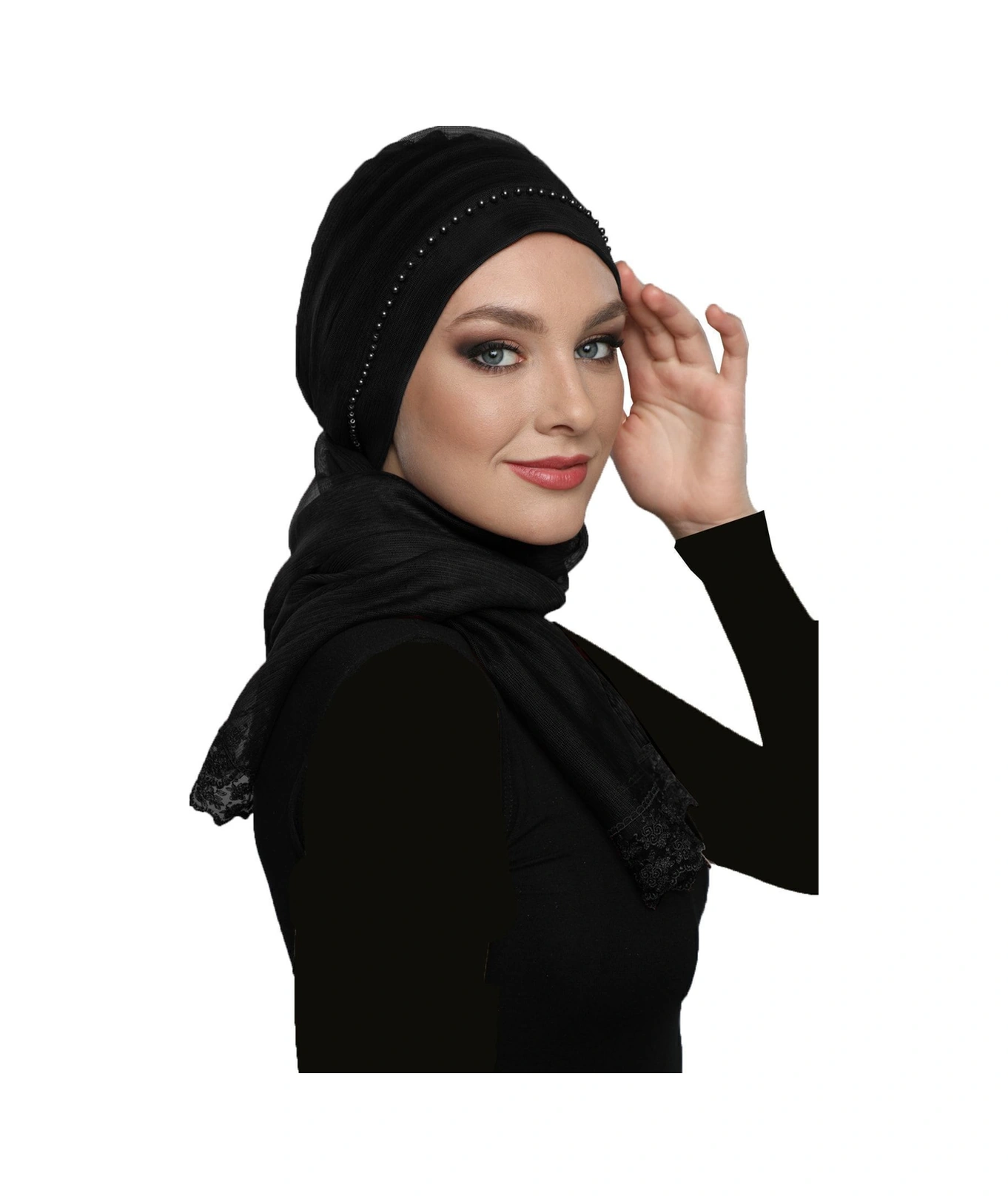 Elysianfidan Incili Tüllü Bağlamalı Tül Kaplamalı Dantelli Inci Işlemeli Siyah Dış Bone Tesettür Abiye Siyah Elysianfidan Incili Tüllü Bağlamalı Tül Kaplamalı Dantelli Inci Işlemeli Siyah Dış Bone Tesettür Abiye Siyah