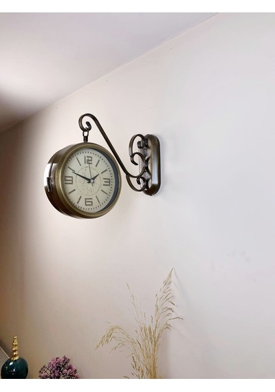 Eskitme Metal Old İstasyon Saati 36 X 25 Cm