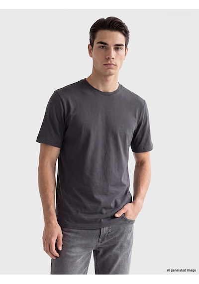 Lcwaıkıkı Classic Antrasit Regular Fit %100 Pamuk Erkek Tişört